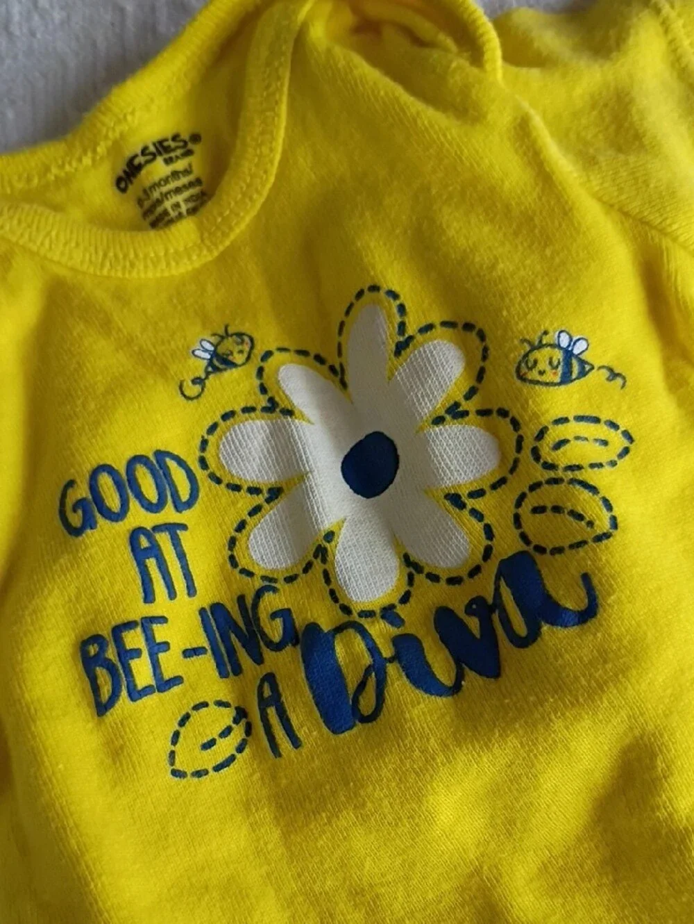Yellow Baby One-Piece Bodysuit with Daisy & Bee Graphic